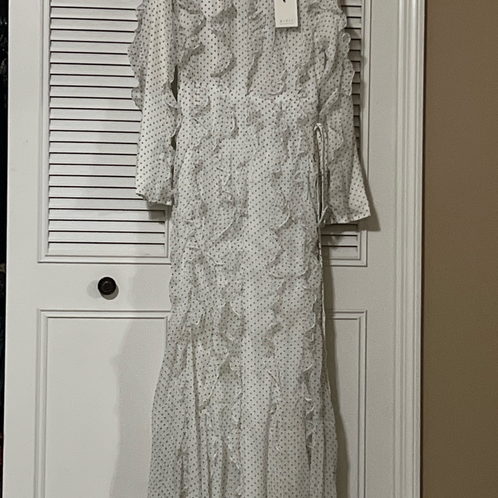 MARBLE White Long Sleeve Polka Dot Dress